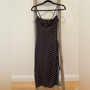 Reformation Black Midi dress with high slit size XS